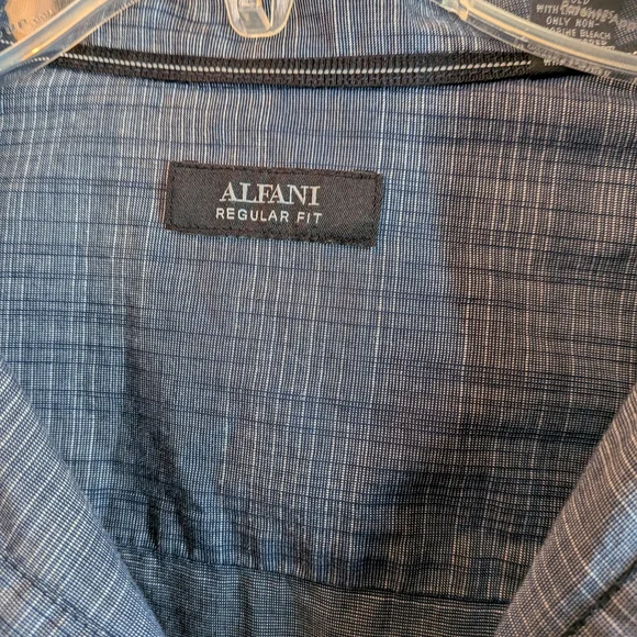 Alfani Blue Casual Button Down Shirt - Picture 2 of 7